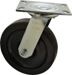 Albion - 8" Diam x 2" Wide x 10-1/8" OAH Top Plate Mount Swivel Caster - Phenolic, 1,400 Lb Capacity, Roller Bearing, 4-1/2 x 6-1/4" Plate - Caliber Tooling