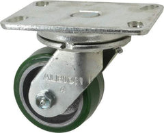 Albion - 4" Diam x 2" Wide x 5-5/8" OAH Top Plate Mount Swivel Caster - Polyurethane, 700 Lb Capacity, Roller Bearing, 4-1/2 x 6-1/4" Plate - Caliber Tooling