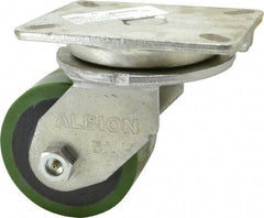 Albion - 5" Diam x 3" Wide x 7" OAH Top Plate Mount Swivel Caster - Polyurethane, 1,530 Lb Capacity, Roller Bearing, 5-1/4 x 7-1/4" Plate - Caliber Tooling