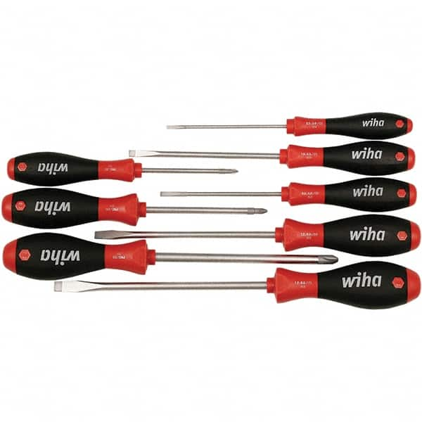 Wiha - 8 Piece Slotted & Phillips Screwdriver Set - Bit Sizes: Philips #1, #2 & #3, Comes in Box - Caliber Tooling