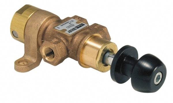 Parker - 1/4" NPT HD Manual Spool Valve - 3-Way, 2-Position Detent, Knob Type, Ball Detent & Panel Mounting - Caliber Tooling