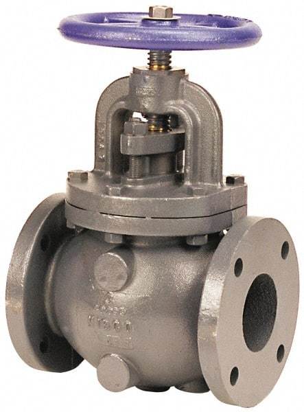 NIBCO - 2" Pipe, Flanged Ends, Iron Renewable Globe Valve - Iron Trim Disc, Bolted Bonnet, 200 psi WOG, 125 psi WSP, Class 125 - Caliber Tooling