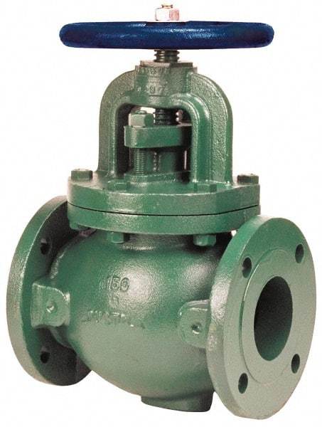 NIBCO - 2" Pipe, Flanged-Raised Face Ends, Iron Outside Screw & Yoke Globe Valve - Cast Bronze Disc, Bolted Bonnet, 285 psi WOG, Class 150 - Caliber Tooling