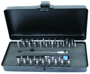 40 Piece - System 4 ESD Safe Micro Bit Interchangeable Set - #75996 - Includes: ESD Handle and Slotted; Phillips; Torx®; Hex Inch & Metric Micro Bits - 105mm Bit Extension - Storage Box - Caliber Tooling