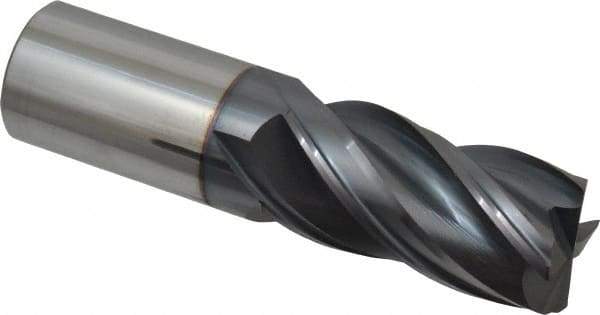 Accupro - 1", 4 Flute, Single End, Solid Carbide, 0.035" Corner Radius End Mill - 4" OAL, Right Hand Flute, 2" LOC, Right Hand Cut - Caliber Tooling