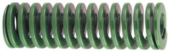 Dayton Lamina - 2-1/2" Hole Diam, 1-1/2" Rod Diam, 5" Free Length, Green Die Spring - 58.8 Lb Max Deflection, 2" Max Deflection, Light Duty, Chromium Vanadium Steel - Caliber Tooling