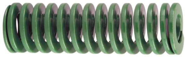 Dayton Lamina - 1" Hole Diam, 1/2" Rod Diam, 12" Free Length, Green Die Spring - 4 Lb Max Deflection, 4.8" Max Deflection, Light Duty, Chromium Vanadium Steel - Caliber Tooling