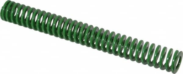 Dayton Lamina - 3/4" Hole Diam, 3/8" Rod Diam, 6" Free Length, Green Die Spring - 4.5 Lb Max Deflection, 2.39" Max Deflection, Light Duty, Chromium Vanadium Steel - Caliber Tooling