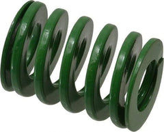 Dayton Lamina - 1-1/4" Hole Diam, 5/8" Rod Diam, 1-3/4" Free Length, Green Die Spring - 47.5 Lb Max Deflection, 0.69" Max Deflection, Light Duty, Chromium Vanadium Steel - Caliber Tooling