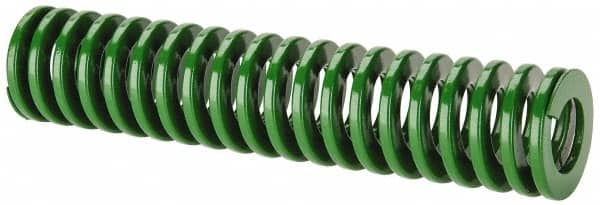 Dayton Lamina - 1-1/2" Hole Diam, 3/4" Rod Diam, 7" Free Length, Green Die Spring - 15 Lb Max Deflection, 2.8" Max Deflection, Light Duty, Chromium Vanadium Steel - Caliber Tooling