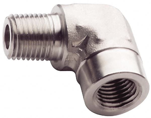 Made in USA - 3/8" Grade 316 Stainless Steel Pipe Fitting - FNPTF x MNPTF End Connections - Caliber Tooling