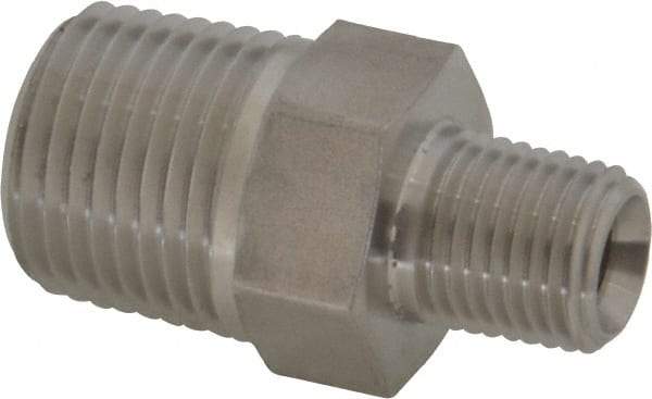 Made in USA - 1-1/4" Grade 316 Stainless Steel Pipe Hex Nipple - MNPT End Connections, 6,000 psi - Caliber Tooling