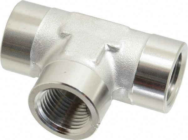 Made in USA - 3/4" Grade 316 Stainless Steel Pipe Tee - FNPT End Connections, 3,000 psi - Caliber Tooling