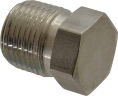 Made in USA - 1-1/2" Grade 316 Stainless Steel Pipe Hex Head Plug - MNPT End Connections, 3,600 psi - Caliber Tooling