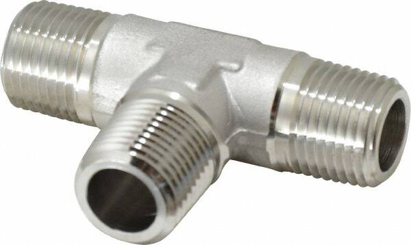 Made in USA - 3/4" Grade 316 Stainless Steel Pipe Tee - MNPT End Connections, 3,000 psi - Caliber Tooling