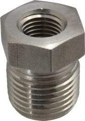 Made in USA - 1-1/4 x 1" Grade 316 Stainless Steel Pipe Hex Bushing - MNPT x FNPT End Connections, 3,000 psi - Caliber Tooling