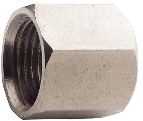 Made in USA - 2" Tube OD, 37° Stainless Steel Flared Tube Nut - 2-1/2-12 UNF, Flare Ends - Caliber Tooling