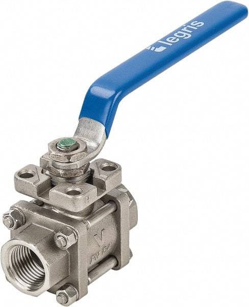 Legris - 1" Pipe, Full Port, Stainless Steel Standard Ball Valve - 3 Piece, Inline - One Way Flow, FBSPP x FBSPP Ends, Lever Handle, 435 WOG - Caliber Tooling