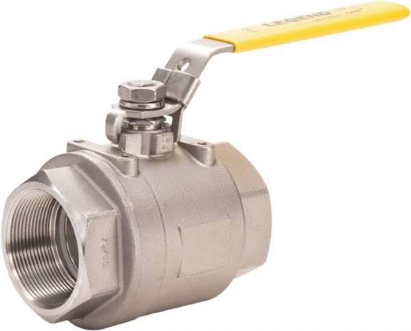 Legend Valve - 4" Pipe, Full Port, Stainless Steel Full Port Ball Valve - 2 Piece, FNPT x FNPT Ends, Locking Lever Handle, 800 WOG, 150 WSP - Caliber Tooling