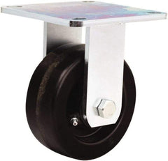 Hamilton - 5" Diam x 2" Wide x 6-1/2" OAH Top Plate Mount Rigid Caster - Phenolic, 900 Lb Capacity, Straight Roller Bearing, 5 x 5-1/2" Plate - Caliber Tooling