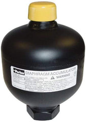 Parker - 5 Lb. Capacity, 3,620 psi Max Working Pressure, 4.35" High, Hydrin Diaphragm Accumulator - 2.52" Diam, 6 SAE Port Thread - Caliber Tooling