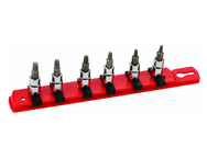 6 Piece - T10 - T30 on Rail - 1/4" Square Drive with 1/4" Replaceable Hex Bit - Torx Bit Socket Set - Caliber Tooling