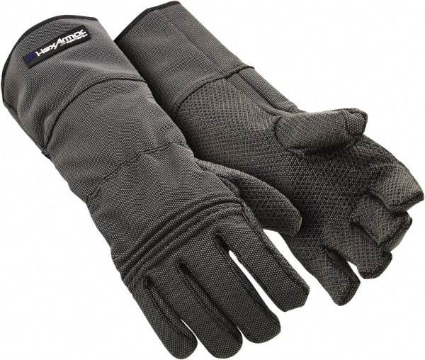 HexArmor - Size L (9), ANSI Cut Lvl A9, Puncture Lvl 3, Silicone Rubber Coated SuperFabric Cut Resistant Gloves - Palm Coated, Dyneema Lining, Gauntlet Cuff, Gray, Paired - Caliber Tooling