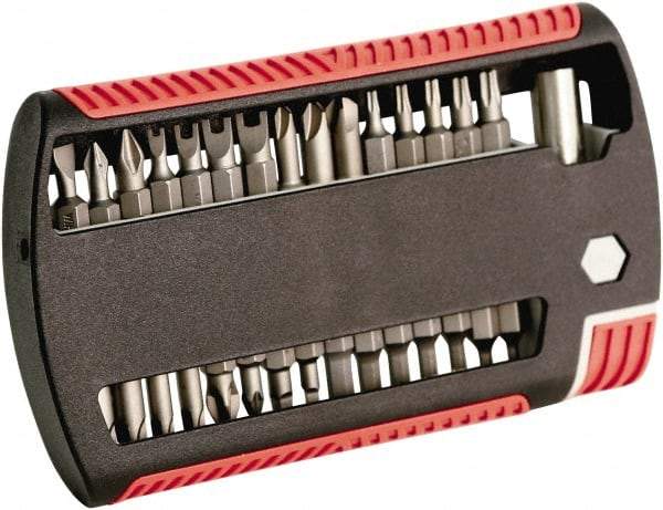 Wiha - 31 Piece, 1/4" Drive Screwdriver Bit Set - #1 to #2 Phillips, 5/64 to 1/4" Hex, T8 to T25 Torx, #1 & #2 Pozidriv - Caliber Tooling