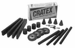 Cratex - 22 Piece Rubberized Abrasive Point Set - Includes 4 Blocks, 4 Cones, 2 Mandrels, 4 Sticks & 4 Wheels - Caliber Tooling