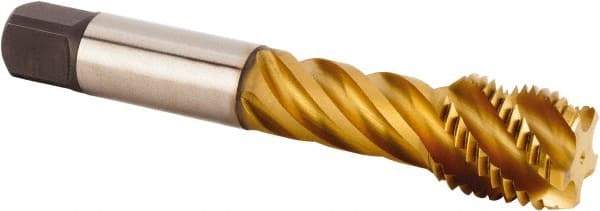 Kennametal - M30x3.50 Metric 5 Flute 6HX Modified Bottoming Spiral Flute Tap - Powdered Metal, TiCN/TiN Finish, 180mm OAL, Right Hand Flute, Right Hand Thread, Series T630 - Caliber Tooling