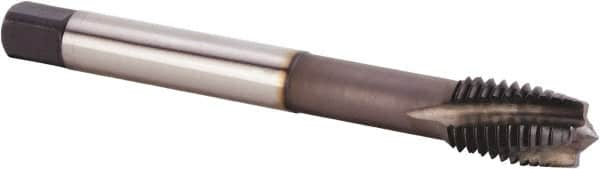 Kennametal - M14x2.00 Metric 4 Flute 6HX Plug Spiral Flute Tap - Powdered Metal, TiN/CrC/C Finish, 110mm OAL, Left Hand Flute, Right Hand Thread, Series T620 - Exact Industrial Supply