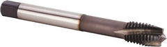 Kennametal - M16x2.00 Metric 4 Flute 6HX Plug Spiral Flute Tap - Powdered Metal, TiN/CrC/C Finish, 110mm OAL, Left Hand Flute, Right Hand Thread, Series T620 - Caliber Tooling