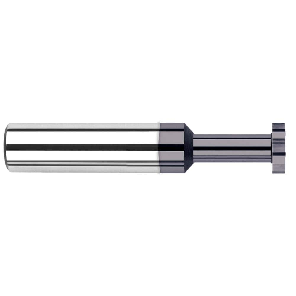 Woodruff Keyseat Cutter: 0.5″ Cut Dia, 0.25″ Cut Width, 1/2″ Shank Dia, Straight Tooth 3″ OAL, 8 Teeth, Solid Carbide, AlTiN Finish