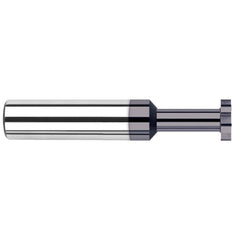 Woodruff Keyseat Cutter: 0.375″ Cut Dia, 0.02″ Cut Width, 3/8″ Shank Dia, Straight Tooth 2-1/2″ OAL, 8 Teeth, Solid Carbide, AlTiN Finish