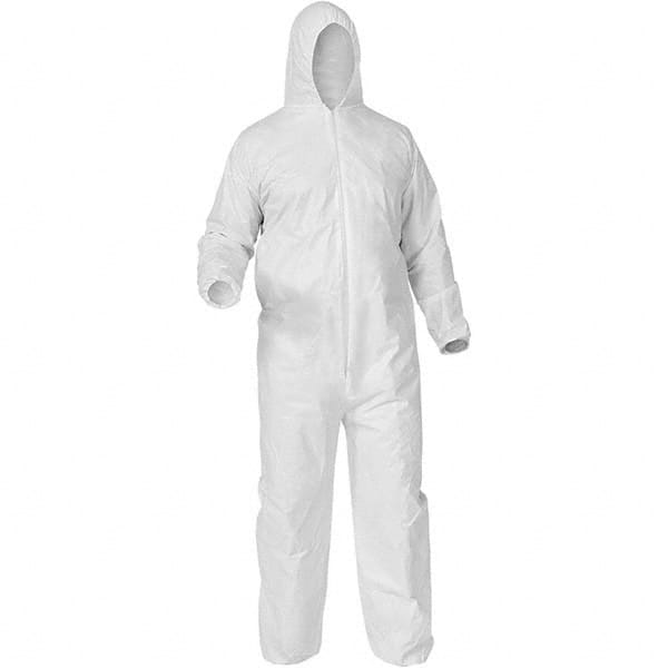 KleenGuard - Size 4XL Film Laminate General Purpose Coveralls - White, Zipper Closure, Elastic Cuffs, Elastic Ankles, Serged Seams - Caliber Tooling