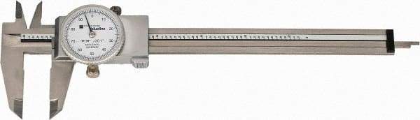 TESA Brown & Sharpe - 0" to 6" Range, 0.001" Graduation, 0.1" per Revolution, Dial Caliper - White Face, 1.5" Jaw Length, Accurate to 0.02mm/0.03mm - Caliber Tooling