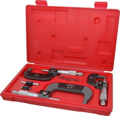 Value Collection - 0 to 3" Range, 3 Piece Mechanical Outside Micrometer Set - 0.0001" Graduation, 0.000160, 0.000200 Accuracy, Ratchet Stop Thimble - Caliber Tooling