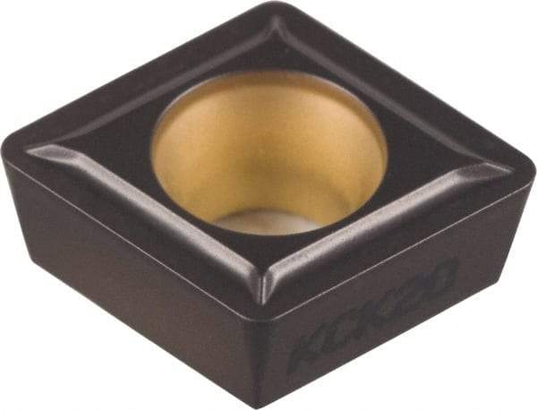 Kennametal - CPMT32.52 LF Grade KCK05 Carbide Turning Insert - TiCN/Al2O3 Finish, 80° Diamond, 3/8" Inscr Circle, 5/32" Thick, 1/32" Corner Radius - Caliber Tooling