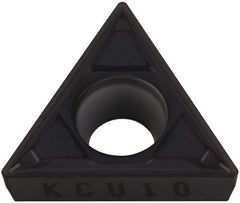 Kennametal - TCMT32.51 FP Grade KC5010 Carbide Turning Insert - TiAlN Finish, 60° Triangle, 3/8" Inscr Circle, 5/32" Thick, 1/64" Corner Radius - Caliber Tooling