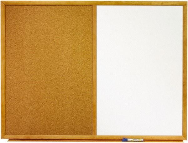 Quartet - 48" Wide x 36" High Dry Erase Combination Cork Bulletin Board - Melamine, White/Brown - Caliber Tooling