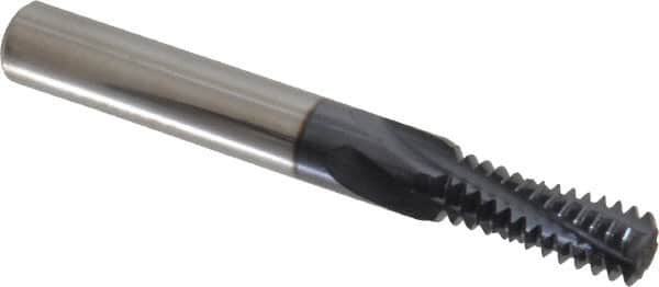 Accupro - 3/8-16 UNC, 0.285" Cutting Diam, 4 Flute, Solid Carbide Helical Flute Thread Mill - Internal Thread, 3/4" LOC, 2-1/2" OAL, 5/16" Shank Diam - Caliber Tooling