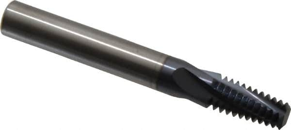 Accupro - NPTF, 0.305" Cutting Diam, 4 Flute, Solid Carbide Helical Flute Thread Mill - Internal Thread, 5/8" LOC, 2-1/2" OAL, 5/16" Shank Diam - Caliber Tooling