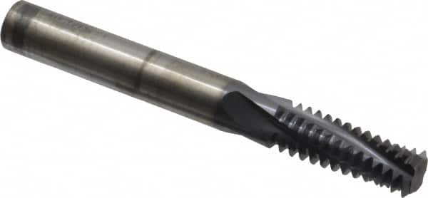 Accupro - M20x2.50 Metric Coarse, 0.4701" Cutting Diam, 4 Flute, Solid Carbide Helical Flute Thread Mill - Internal Thread, 32mm LOC, 100mm OAL, 12mm Shank Diam - Caliber Tooling