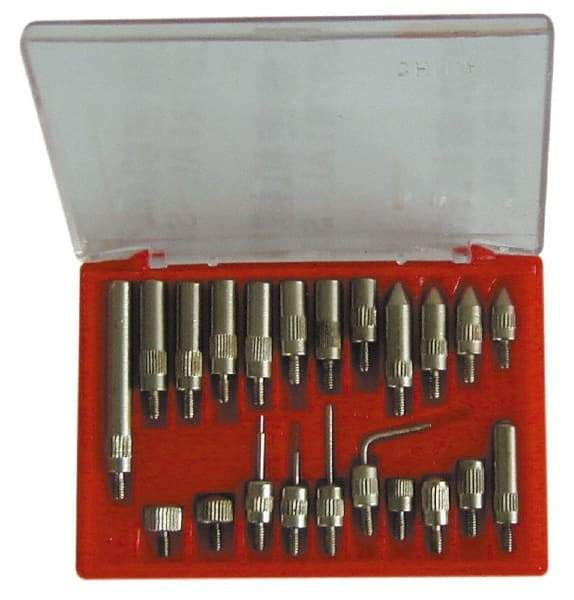 Value Collection - 0.001" Graduation, 0-100 Dial Reading, Indicator & Base Kit - 2" Base Length x 2" Base Width x 2-1/2" Base Height, 2-3/16" Dial Diam - Caliber Tooling