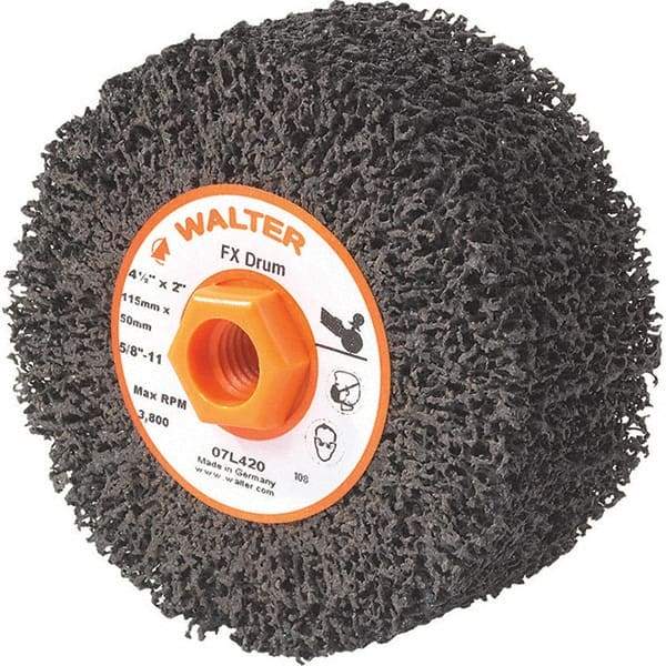 WALTER Surface Technologies - 4-1/2" Diam, Aluminum Oxide Unmounted Flap Wheels - 5/8" Hole, 2" Wide, Nonwoven, Coarse Grade, 3,800 Max RPM - Caliber Tooling