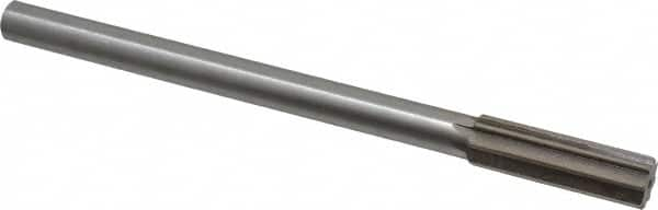 Interstate - 0.689" High Speed Steel 6 Flute Chucking Reamer - Straight Flute, 9/16" Straight Shank, 2-1/4" Flute Length, 9" OAL - Caliber Tooling