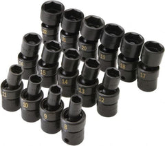 SK - 15 Piece 3/8" Drive Standard Impact Socket Set - 6 Points, 8 to 21mm, Metric Measurement Standard - Caliber Tooling