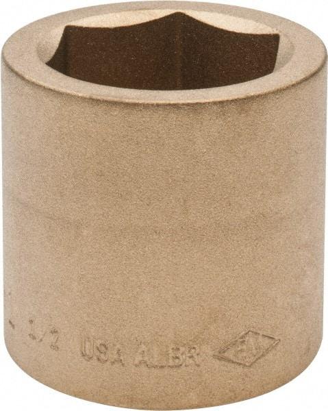 Ampco - 1-1/2", 3/4" Drive, Standard Hand Socket - 6 Points, 2-1/16" OAL, Aluminum Bronze - Caliber Tooling