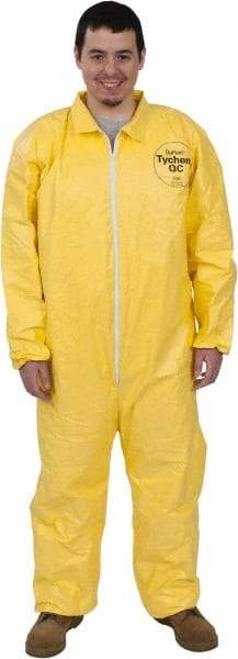 Dupont - Size M PE Film Chemical Resistant Coveralls - Yellow, Zipper Closure, Elastic Cuffs, Elastic Ankles, Serged Seams - Caliber Tooling