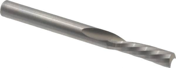 Onsrud - 3/16" Cutting Diam x 5/8" Length of Cut, 1 Flute, Downcut Spiral Router Bit - Uncoated, Right Hand Cut, Solid Carbide, 2" OAL x 3/16" Shank Diam, Single Edge, 21° Helix Angle - Caliber Tooling